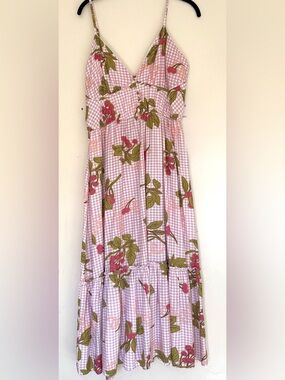 Pink Gingham Cherry Print Sundress